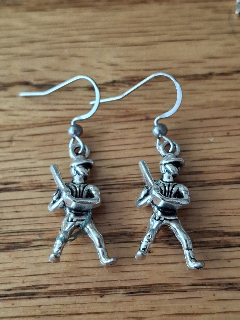 NWT Tibetan Silver Baseball Player Dangle Earrings